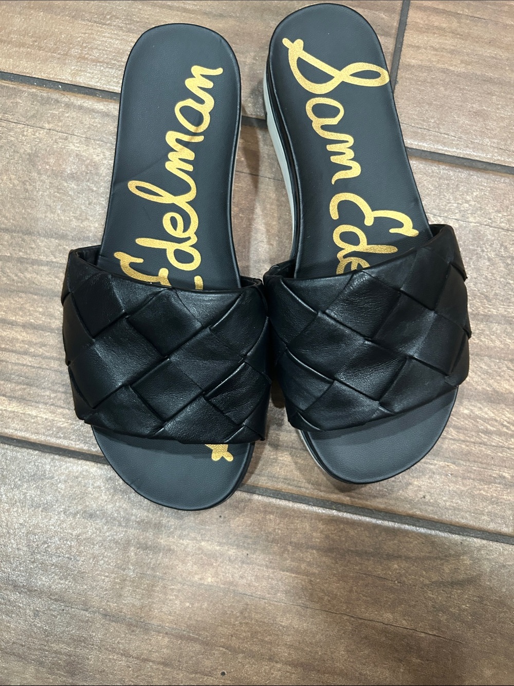 Sam Edelman Black Woven Slide Sandals
